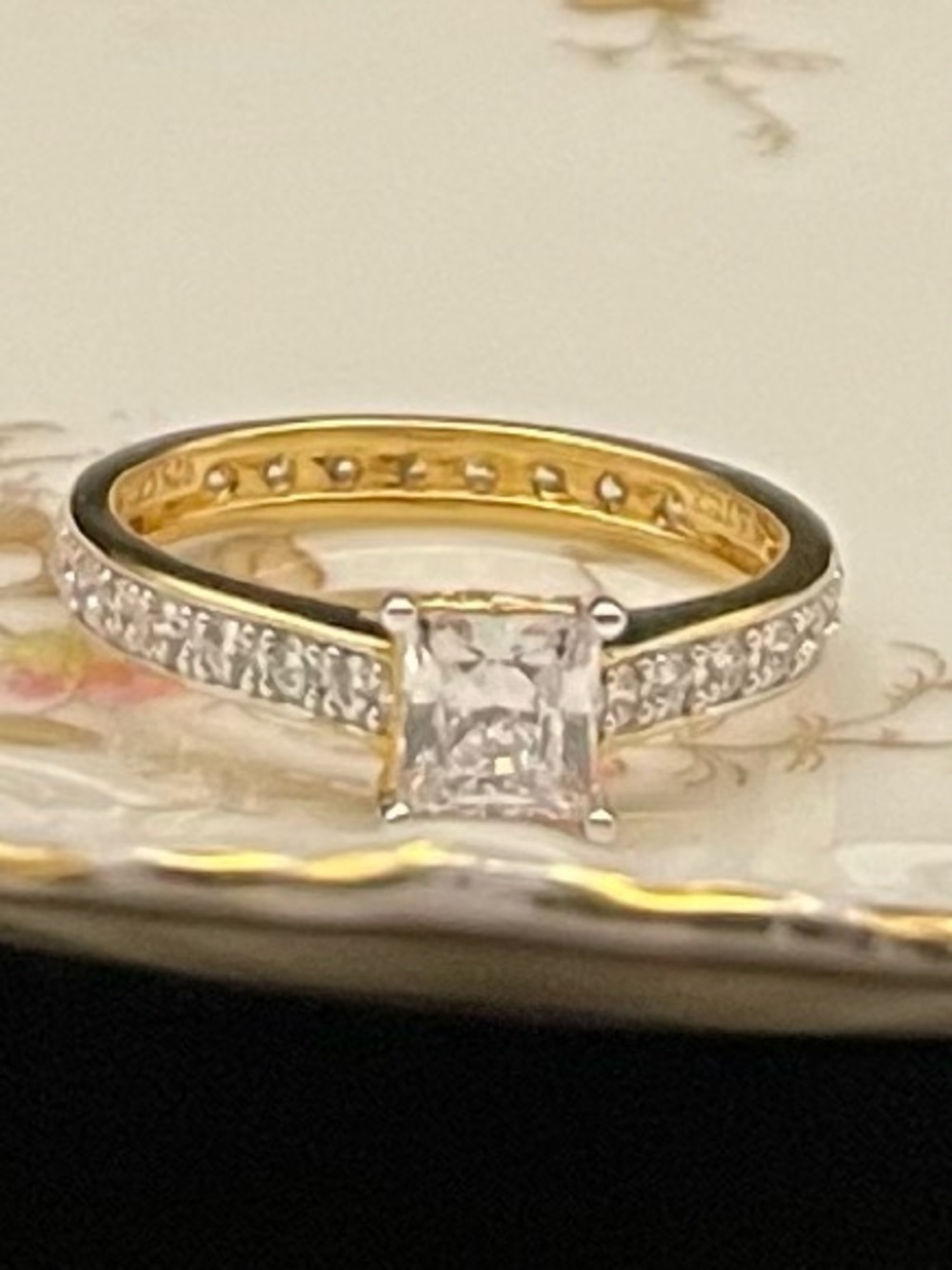NWT HSN absolute cz gold vermeil princess cut eternity ring size 10 - Picture 9 of 12